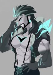 draven gay league_of_legends muscles pectorals