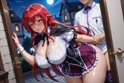 ai_generated big_breasts big_butt big_penis blue_eyes doggy_style grabbing_from_behind high_school_dxd perfect_body perfect_legs red_hair rias_gremory seductive_look sexy sexy_pose skirt thick_thighs top-down_bottom-up ul7990