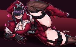 1girls big_ass big_breasts big_legs big_thighs blue_eyes boots breasts dark_hair female female_only gloves halfgalaxy legs_up lust marvel marvel_comics marvel_rivals psylocke psylocke_(sai)_(blood_kariudo) pussy pussy_juice red_clothing seductive seductive_look showing_pussy tight_clothing