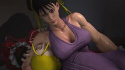 2girls 3d armpit_crease armpit_fetish armpit_licking armpit_sniffing armpits asian_female big_breasts breasts chun-li female_only karin_kanzuki milf sexy_armpits smelly_armpits source_filmmaker street_fighter street_fighter_6 sweat sweaty_armpits taller_girl tank_top