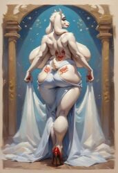 ai_generated anthro anthro_milf ass behind cleavage furry goat_girl goat_milf high_heel_boots high_heels huge_ass huge_breasts looking_back tattoo toriel undertale werewolfmortisad294