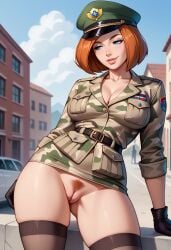 ai_generated ann_possible big_ass big_breasts big_butt cartoon cartoon_character cartoon_milf cleavage innie_pussy kim_possible milf military military_uniform mommy officer pubic_hair puffy_pussy robotkesh showing_pussy soldier thick_thighs uniform upskirt wide_hips