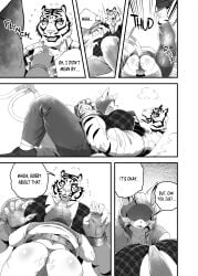 2025 absurd_res anthro anthro_on_anthro anthro_on_bottom anthro_on_top anus ass barazoku big_muscles big_pecs bodily_fluids bottomwear bottomwear_down bulge clothed clothing collared_shirt comic dialogue domestic_cat dress_shirt duo emanata english_text epic_games face_on_chest felid feline felis footwear forced fortnite fur greyscale hand_holding hi_res hoodie hug kemono lying male male/male male_on_bottom male_on_top mammal monochrome motion_lines multiple_scenes muscular muscular_anthro muscular_male necktie nekogaki0324 nyanja_(fortnite) on_back on_bottom on_front on_top onomatopoeia oscar_(fortnite) pantherine pants pants_down partially_clothed pec_smothering pecs pushing shirt shoes simple_background size_difference smile socks sound_effects sweat sweatdrop text thong tiger topwear tuft underwear undressing vest whiskers