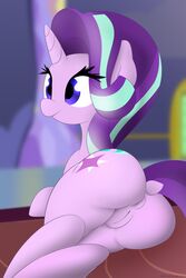 1girls 2016 absurd_res alicorn anatomically_correct anus ass blue_eyes cutie_mark dat_ass dock equine female female_only feral friendship_is_magic hair hi_res horn indoors inside long_hair looking_away lying mammal multicolored_hair my_little_pony n0nnny on_stomach pony pose pussy solo starlight_glimmer two_tone_hair uncensored unicorn wings