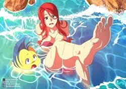 1girls after_transformation anime_style ariel ariel_(the_little_mermaid) blue_eyes deviantart deviantart_logo deviantart_username disney disney_princess ducklordethan ethan_seth_abrea facebook facebook_logo facebook_username feet female female_focus female_human fish flounder foot foot_fetish foot_focus girl hair_between_eyes human instagram instagram_logo instagram_username legs light_skin light_skinned_female long_hair male mermaid red_hair sea seashell_bra seaside seth_korbin sole_female soles surprise surprised surprised_expression the_duck_lord_avenue the_little_mermaid the_little_mermaid_(1989_film) toes toes_spread transformation very_long_hair water wet wet_body wet_hair wiggling_toes