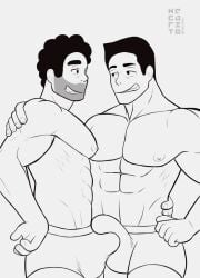 2boys 2male 2men abs adult_steven_universe aged_up anon arms_around_partner arms_around_shoulders aroused bara beard bedroom_eyes bulge bulge_frottage bulge_through_clothing cartoon cartoon_network cartoony clothing colorless consensual eager excited excited_for_sex excited_male eyes_half_open foreplay frottage gay hands_on_hips hecarito huge_bulge hunk imminent_sex male_only manly masculine mature_male muscular nipples obscured_penis original_character pecs penis_outline penis_size_difference pleasure_face pressed_against pressing_against_penis pressing_pecs_together shirtless smile smiling smiling_at_partner smirk smirking steven_quartz_universe steven_universe underwear underwear_only visible_nipples