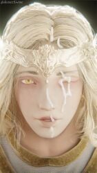 1boy 3d 3d_(artwork) 3d_render blender blender_(artwork) blender_(software) blender_cycles blonde_hair cum cum_on_face cumshot desess3intes elden_ring femboy feminine_male fromsoftware jerkoff_visual_assistance looking_at_viewer male_only miquella miquella_the_kind pov render shadow_of_the_erdtree twink yellow_eyes