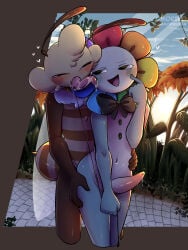 2boys anime_style background barbed_penis bee beez beez_(hikorikimo) cartoon collar collection dandy's_world dandy_(dandy's_world) dandys_world dandys_world_oc drooling drooling_tongue femboy flower flowers follower_celebration garden gay insect insects long_tongue male morikusan oc original_character penis plant pollination roblox roblox_game shine sky spiked_penis toons_(dandys_world) wings