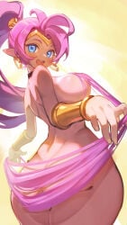 ass ass_cheeks ass_focus blush blushing_at_viewer breasts censored choker female female_only hair_censor hair_over_ass hair_over_breasts hair_over_nipples hips hips_wider_than_shoulders large_ass large_breasts life_is_pi long_hair looking_at_viewer nude nude_female purple_hair shantae shantae_(character) thick_thighs thighs thighs_bigger_than_head wide_hips