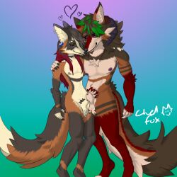 1:1 animal_genitalia anthro armpit_tuft balls bangs beard belly_fluff belly_tuft body_hair brown_body brown_fur calico_fox canid canine canis cheek_tuft chelfox chelfoxart chest_hair chest_tuft choker claws coyote cross_fox duo ear_piercing ear_ring eyelashes facial_hair facial_piercing facial_tuft femboy fluffy fluffy_chest fluffy_tail fox fully_sheathed fur genital_piercing genitals green_hair grey_body grey_fur hair half-closed_eyes happy_trail heart_symbol holding_shoulder horn jewelry lip_piercing lip_ring long_hair male male/male mammal mane midriff narrowed_eyes necklace nipple_piercing nipples nonbinary_(lore) nose_piercing nose_ring nose_to_nose orange_body orange_fur piercing pubes purple_eyes red_body red_fox red_fur red_hair ring_piercing scrotum_piercing shaded sheath signature simple_background skorvold soft_shading tail true_fox tuft white_body white_fur yellow_eyes