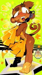 ambiguous_gender anthro bloons_tower_defense blush cheerleader covering_breasts covering_crotch goatboydraws hype_boost_monkey monkey naked solo sweat sweaty