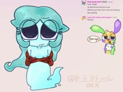 kiwiiuri itititt connie_(dandy's_world) looey_(dandy's_world) requested rushed_drawing tied_up embarrassed_nude_female embarassed_female looking_at_viewer looking_up ghost_girl dandys_world dandy's_world