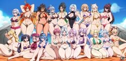 20girls 6+girls abs all_fours animal_ears arm_behind_back arm_behind_head arm_under_breasts arms_behind_head ass bare_shoulders barefoot beach beidou_(genshin_impact) big_ass bikini bikini_bottom bikini_top black_bikini black_eyes black_hair black_swimsuit blonde_hair blue_bikini blue_eyes blue_hair bottomwear braid braids breast_to_breast brown_eyes brown_hair charlotte_(genshin_impact) citlali_(genshin_impact) cleavage dehya_(genshin_impact) emilie_(genshin_impact) eyewear feet female female_only flower flower_in_hair furina_(genshin_impact) ganyu_(genshin_impact) genshin_impact glasses goddess green_bikini green_eyes green_highlights hair hair_ornament hair_over_one_eye hair_ribbon hand_on_hip hand_on_shoulder hat headwear horn horns huge_breasts jadenkaiba keqing_(genshin_impact) layla_(genshin_impact) light_blue_hair lisa_(genshin_impact) looking_at_viewer mature mature_female mature_woman mavuika_(genshin_impact) micro_bikini miniskirt mona_(genshin_impact) monocle multiple_females multiple_girls muscles muscular muscular_female navia_(genshin_impact) ningguang_(genshin_impact) noelle_(genshin_impact) o-ring_bikini on_knees one_eye_obstructed orange_eyes original original_character pink_bikini pink_eyes pink_hair pink_skirt pointy_ears ponytail purple_bikini purple_hair purple_swimsuit red_bikini red_eyes red_glasses red_hair rosaria_(genshin_impact) shenhe_(genshin_impact) short_hair short_skirt side-tie_bikini side_view sideboob skirt smile standing swimsuit swimwear tied_hair topwear tubetop twintails two-tone_hair umbrella white_eyes white_hair xianyun_(genshin_impact) yellow_eyes yoimiya_(genshin_impact)