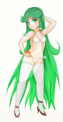 dpannkaka female floor-length_hair green_eyes green_hair high_heels kid_icarus lingerie palutena pannkaka666 solo stockings