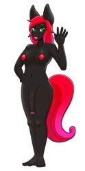 1futa 2016 alpha_channel animal_genitalia animal_penis anthro areola black_skin breasts dickgirl equine equine_penis fur futanari green_eyes hair hand_on_hip horse horsecock iabelle intersex mammal navel nipples nude penis purple_fur purple_hair red_fur red_hair red_nipples solo teeth waving