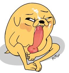 adventure_time animal_genitalia animal_penis autofellatio canine canine_penis cartoon_network jake_the_dog knot male male_only mammal masturbation muttgirl oral penis solo tongue_out_blowjob