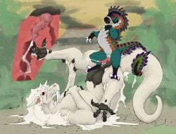 2026 absurd_res animal_genitalia arm_feathers black_body black_claws black_cloaca black_feathers black_pawpads black_teats black_vulva blue_body blue_feathers bodily_fluids claws cloaca cum cum_in_cloaca cum_in_vagina cum_inside cum_on_vulva cumshot curling_tail cutaway darkened_genitalia darkened_vulva dinosaur dragon dromaeosaurid duo ejaculation equid equine eye_contact eyelashes fangs feather_hair feather_mane feather_pattern feathers feet_on_teats feet_on_thighs female feral feral_on_feral ferocious_ferals fur furred_dragon furred_scalie genital_fluids genitals green_body green_feathers grey_body grey_feathers hair hand_on_chest happy happy_sex hi_res holding_leg hybrid internal internal_vaginal interspecies knot knotted_penis larger_female leg_markings long_mane looking_at_another looking_at_partner lying male male/female mammal mane markings messy_hair messy_mane morgra mouth_closed mythological_creature mythological_scalie mythology nature_background on_back orange_body orange_feathers orange_stripes pawpads penis penis_on_vulva pointy_ears prehistoric prehistoric_species presenting_pawpads pseudo_hair pseudo_mane puffy_cloaca puffy_vulva pupils purple_body purple_feathers red_eyes reptile sabertooth_(anatomy) saurischian scalie sex signature sitting sitting_on_another size_difference slit_pupils smaller_male smile socks_(marking) spread_legs spreading squirting_cum striped_markings stripes submissive submissive_female tail tail_wrapping tails_touching tan_body tan_fur tapering_penis teats teeth theropod utahraptor vulva white_claws white_mane wingless_dragon zekyal