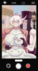 2d 2d_(artwork) absurd_res absurdres ahoge androgynous arc_system_works artist_name artist_signature before_sex big_breasts black_hair blue_eyes camera camera_view chubby chubby_female dress elphelt_valentine femboy femboy_on_female femboydom femenine_male fighting_game glowing_eyes goth guilty_gear guilty_gear_strive hairband hands_on_breasts hat heart_symbol high_quality high_resolution highres huge_ass huge_breasts hypnotic_eyes idol inminent_sex jacket jacket_open long_hair looking_at_viewer looking_pleasured mr_foxy15 muscular muscular_male nonbinary otoko_no_ko red_eyes selfie selfie_pose short_hair spikes tagme teasing testament_(guilty_gear) twitter_username username white_hair