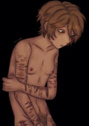 artist_upload black_background cuntboy dark_colors digital_media_(artwork) freckles fully_nude ganvicyaoi happy_trail identity_v idv lighting naked nudity pubic_hair self_harm self_harm_scars self_upload small_breasts trans_man transgender_male transmasc vent_art_(?) victor_grantz