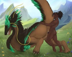 anus ass_up bestiality bodily_fluids butt cum cum_from_vagina cum_in_vagina cum_inside cumshot dark_body dark_skin digital_media_(artwork) dragon dreadlocks duo ear_piercing ear_ring ejaculation elf erection eye_scar eyes_closed facial_scar feet female female_feral female_penetrated feral feral_penetrated fingers from_behind_position genital_fluids genitals hair hi_res horn humanoid humanoid_genitalia humanoid_on_feral humanoid_penetrating humanoid_penetrating_feral humanoid_penis humanoid_pointy_ears interspecies larger_female larger_feral larger_penetrated looking_pleasured male male/female male_humanoid male_on_feral male_penetrating male_penetrating_female mammal mythological_creature mythological_scalie mythology nude open_mouth orgasm orgasm_face outdoor_nudity outside_sex paws penetration penile penile_penetration penis penis_in_vagina piercing plant plantigrade pointy_ears ring_piercing saliva saliva_string scalie scar sex size_difference smaller_humanoid smaller_male smile soles standing standing_sex tail toes tvard vaginal vaginal_penetration vulva