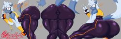absurd_res anthro anus balls bent_over big_balls big_butt butt claws clothing female fingerless_gloves fur genitals gloves grey_body grey_fur handwear hi_res huge_balls idw_publishing lemur mammal orange_eyes primate sega short solo sonic_(series) sonic_the_hedgehog_(comics) sonic_the_hedgehog_(idw) sonic_the_hedgehog_(series) strepsirrhine tail tangle_the_lemur tight_clothing unitard vulva yeena03