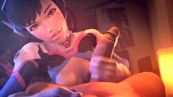 3d animated breasts clothed_female_nude_male d.va female gloved_handjob gloves handjob highres looking_at_viewer moneyshot nipples no_sound open_clothes overwatch penis pov sex source_filmmaker straight video white_gloves