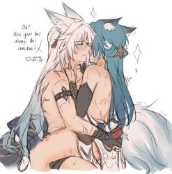 1girl1futa bite bite_mark bite_marks clothed clothed_sex clothing feixiao_(honkai:_star_rail) fox fox_ears fox_girl fox_tail honkai:_star_rail honkai_(series) hoyoverse implied_futanari implied_penetration larger_female scars scars_all_over scratch scratch_marks scratches scratching smaller_female stripping taller_female yukong_(honkai:_star_rail) yurenn yuri