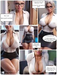 ai_generated amber_fawx big_ass big_breasts big_penis bimbo blonde_hair blue_eyes busty glasses large_breasts office_lady pov proxyaiart thick_legs thick_thighs