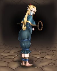 allthefantasies blonde_hair bondage bound elf female female_only femsub fully_clothed gag marcille_donato png pointy_ears rope sandals