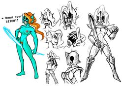 1girls armor breasts clothing dildo female female_only footwear helmet high_heels looking_at_viewer model_sheet monster nokyel_(under(her)tail) pubic_hair pussy sex_toy shoes smile solo strapon thewill under(her)tail underboob undertale undertale_fanfiction undyne video_games white_background