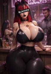 ai_generated anal assjob bimbo black_lipstick blacked bodysuit choker cleavage dark-goth fishnets huge_ass huge_breasts hyper_ass interracial k/da_series kai'sa latex league_of_legends leather pobodyznerf ponytail qos qos_tattoo queen_of_spades thick thick_thighs veiny_penis