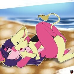 1:1 ambiguous_penetration anthro armin_(neopets) beach bori_(neopets) breast_grab breasts duo female female_penetrated fur hair half-closed_eyes hand_on_breast hi_res ixi_(neopets) kissing looking_pleasured male male/female male_penetrating male_penetrating_female nabile narrowed_eyes neopet_(species) neopets nipples nude penetration pink_body pink_fur purple_hair sex tail tail_tuft tuft yellow_body yellow_fur zcomic