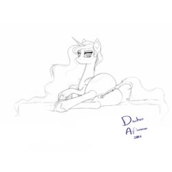 2016 animal_genitalia animal_pussy anthro anus ass bedroom_eyes black_and_white doxhun equine equine_pussy feral friendship_is_magic fur furry half-closed_eyes horse mammal monochrome my_little_pony pony presenting presenting_hindquarters princess_celestia_(mlp) pussy seductive simple_background sketch