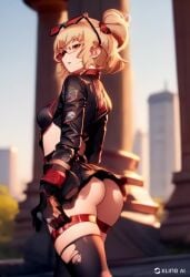 a1exwell ai_generated animated ass biker_girl blonde_hair burnice_white crop_top cropped_jacket eyewear_on_head female kling_ai miniskirt no_sound sfw shorter_than_10_seconds stable_diffusion tagme thong twintails vertical_video video zenless_zone_zero