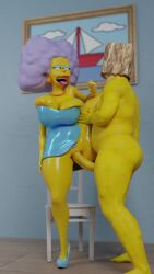 3d 3d_(artwork) 3d_animation afro animated cleavage dress dress_lift dress_shirt homer_simpson huge_breasts large_breasts selma_bouvier sex tagme the_simpsons video