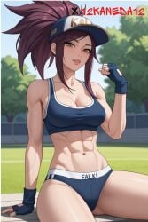 abs ai_generated akali k/da_akali k/da_series solo_female underwear watermark