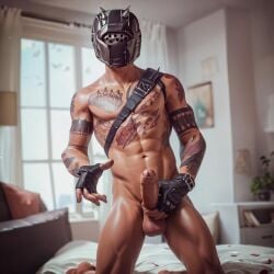 3d ai_generated balls big_penis erection fingerless_gloves fortnite fortnite:_battle_royale fully_nude gay hairy hairy_male harness helmet in_bed looking_at_viewer male male_nipples male_only masked muscular muscular_male offering_to_viewer pecs showing_off showing_penis sitting solo solo_male spread_legs tatoos twunk uncut x-lord