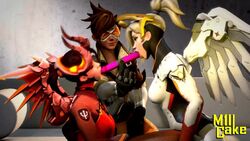 1girls 3d alternate_costume angel animated black_hair blizzard_entertainment blonde_hair blue_eyes closed_eyes deepthroat demon_girl demon_tail devil devil_mercy dildo double_dildo double_dildo_deepthroat eyelashes eyeshadow fellatio female horns insertion licking light_skin m1llcake mercy no_sound oral overwatch pale_skin red_eyes red_lipstick slim source_filmmaker sucking threesome throat_bulge tied_hair tracer video voyeur yuri