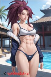 12kaneda12 2d abs ai_generated akali female k/da_akali k/da_series league_of_legends seductive_look solo_female tagme watermark