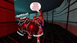 100acrew 1boy 1girls 2025 anthro ass ass_focus ass_growth bat_girl blue_body blue_skin bucket_helmet chum_bucket chum_bucket_bucket_helmet clapping_ass dialogue female femboy hands_on_knees hedgehog hedgehog_boy huge_ass male mobian mobian_(species) rouge_the_bat sega sfm sonic_(series) sonic_the_hedgehog_(series) source_filmmaker speech_bubble standing twerk_hypnosis twerking twerking_position wobbling_ass