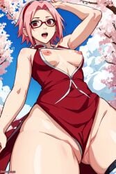 ai_generated anime anime_style bodysuit boruto:_naruto_next_generations green_eyes hentai naruto naruto_(series) naruto_shippuden sakura_haruno vagina