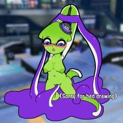 background blue_eyes blush breasts english english_text green_body green_skin hat lemuria_hub_mascot milana_splat milanastargams pussy red_glasses splatoon splatoon_(series) splatoon_3 squid tagme tentacle tentacle_hands tentacle_legs tentacle_sex text кальмаринка