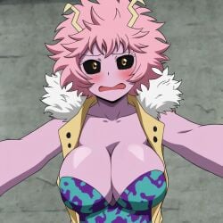 ai_generated ashido_mina big_breasts blush boku_no_hero_academia mha mina_ashido my_hero_academia revealing