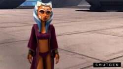 ahsoka_tano ai_generated anakin_skywalker animated bra_and_panties clone_wars coruscant jedi_master jedi_padawan jedi_temple master_and_padawan no_sound on_model open_robe orange_skin smutgen star_wars tagme togruta video