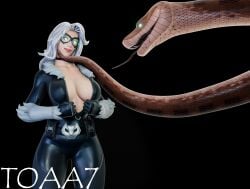 3d 3d_(artwork) big_breasts black_cat_(fortnite) black_cat_(marvel) felicia_hardy female female_only fortnite fortnite:_battle_royale happy_sub happy_trance hypnosis latex marvel marvel_comics mind_control snake spider-man_(series) theoneavobeall7(artist) undressing unzipped_bodysuit