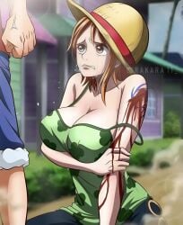 1boy1girl big_breasts curvy_female female female_focus male monkey_d_luffy nami one_piece peak_fiction rakara11 straw_hat tattoo