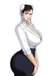 ai_generated alternate_costume big_ass big_breasts bunanza_ chun-li cowboy_shot hourglass_figure office_clothing office_lady street_fighter tagme