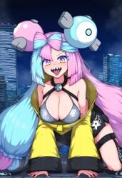 ai_generated big_breasts breasts female iono_(pokemon) large_breasts mizushka pokemon solo tounge_out