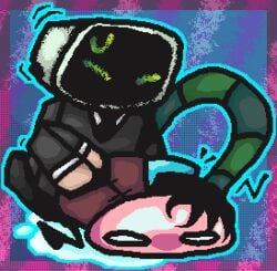 2boys 2d 2d_(artwork) computer_monitor cum friends gay gay_anal gay_domination gay_sex original_character pinned pixel_(artwork) pixel_art puddle robotic_arm wholesome wholesome_sex