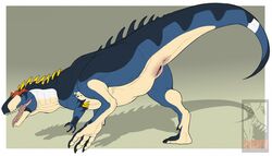 anus cultmastersleet dinosaur female feral pussy simple_background solo theropod